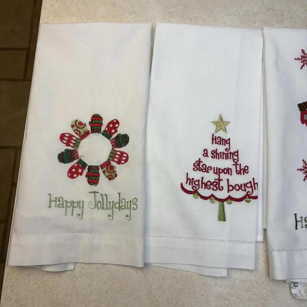 Christmas Tea Towels Bed Bath Beyond Christmas Trees Happy Jollydays Mittens 4